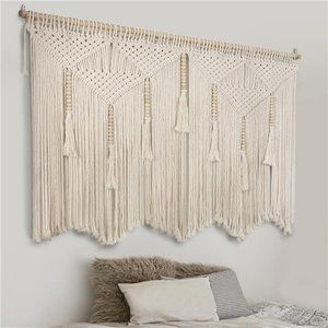 Large Macrame Wall Hanging 43.3" × 39.4" Boho Tapestry Woven Wall Decor- Cotton